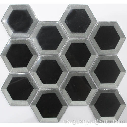 Plata y negro hexagonal frío mosaico de rociadura